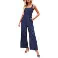 thumbnail image 2 of KOMOO Womens Casual Sleeveless Loose Jumpsuits Square Collar Smocked Rompers Pockets Wide Leg Jumpsuit, 2 of 5