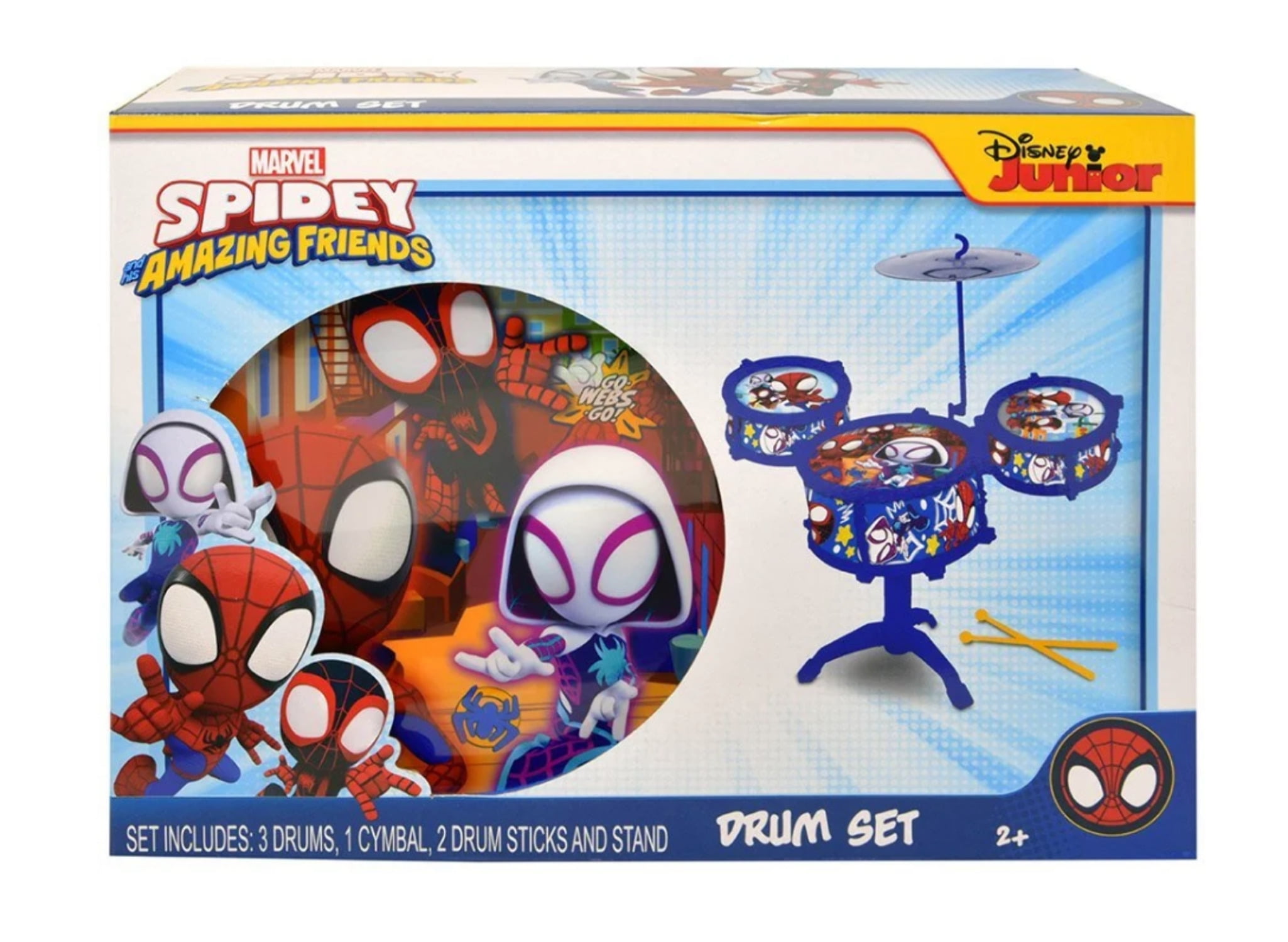 Marvel Spidey and His Amazing Friends Kids Drum Set – Musical Toy Drum Kit for Boys Girls, Complete Kids Percussion Set with Sticks, Educational Musical Instrument Toy for Early Learning and Fun