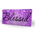thumbnail image 2 of Yehwow Blessed Purple Glitter Metal Car Plate Decorative Aluminum License Plate Tag Sign, 2 of 5