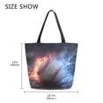 thumbnail image 5 of Open Top Canvas Tote Bag with Zipper Reusable Shopping Bag 13.5x15" Roomy Carryall Baseball with Water and Fire, 5 of 9