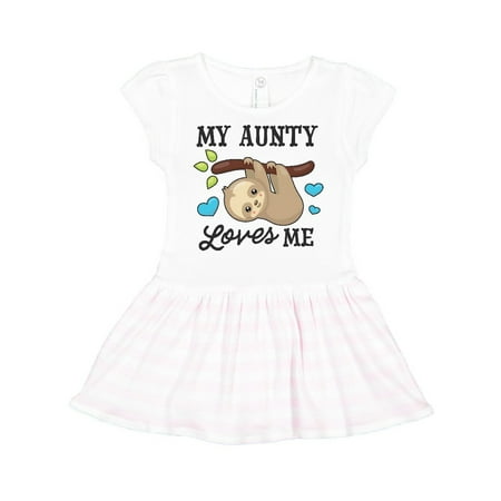 

Inktastic My Aunty Loves Me with Sloth and Hearts Gift Toddler Girl Dress