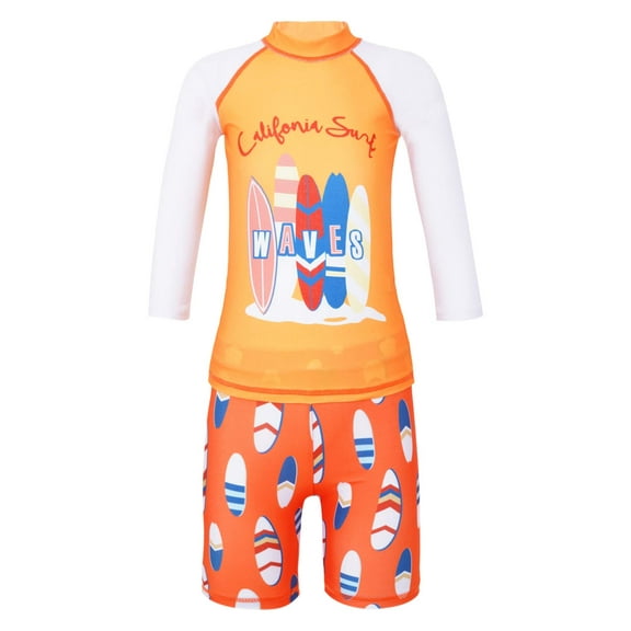 YEAHDOR Little Boys 2Pcs Rash Guard Swimsuit Shark Prints Shirt with Shorts Swimwear,Sizes 2-10