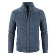thumbnail image 4 of Tuphregyow Men Shawl Collar Cardigans Casual Long Sleeve Zip Down Solid Trendy Open Front Sweaters Chunky Winter Outwear Slim Knit Sweater Pockets Blue XL, 4 of 9