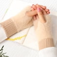 thumbnail image 4 of LShunze Winter Fingerless Gloves for Women Half Finger Typing Gloves with Long Wrist Cuff Knit Fingerless Mittens for Women Winter Work Typing, 4 of 8