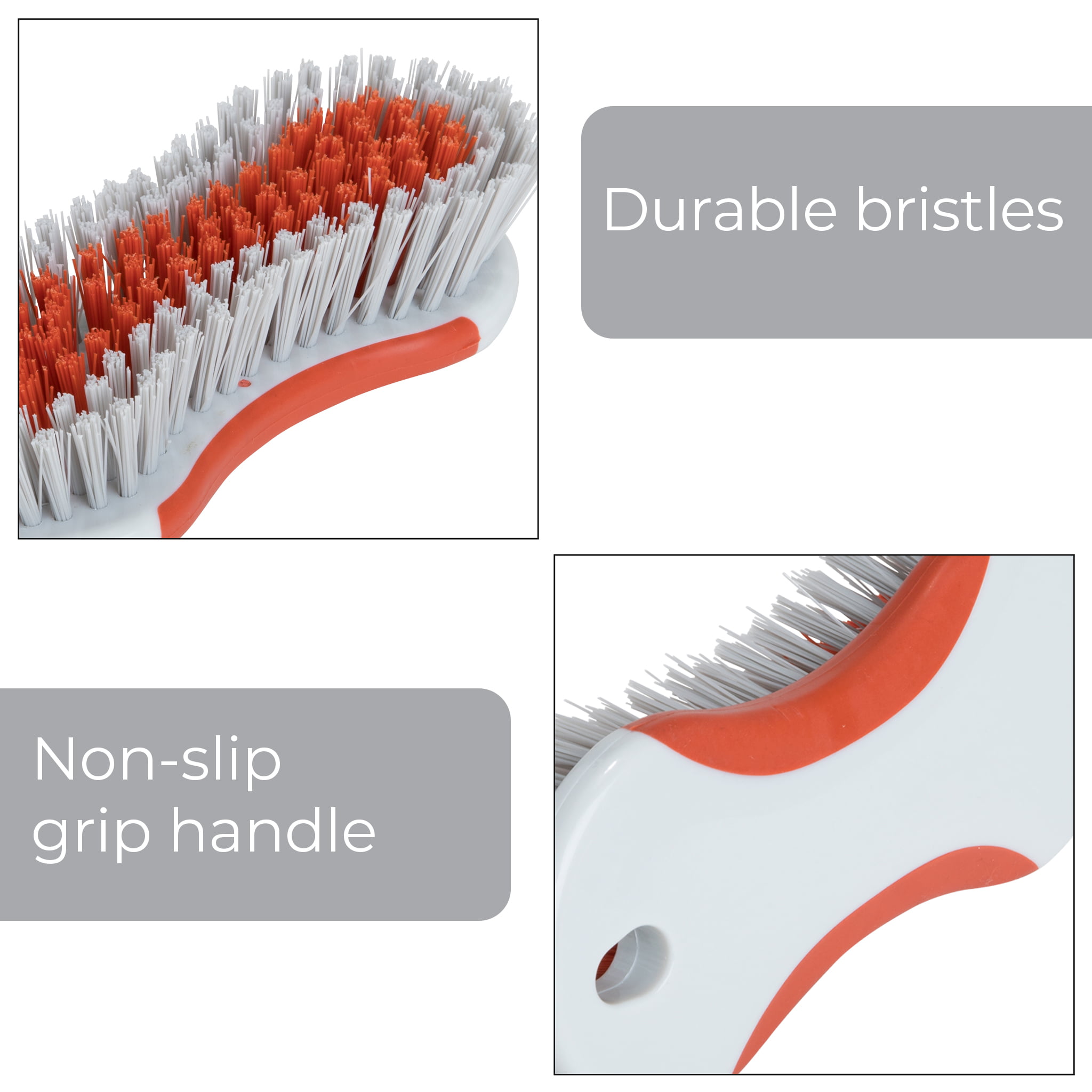 Smart Design All-Purpose Scrub Brush - Contoured Easy Grip Non-Slip Handle - Tough Bristles - Odor Resistant - Dishwasher Safe - Cleaning Pots, Pans