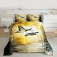 thumbnail image 2 of Manfei Rustic Mallard Duck Queen Comforter Set,Fly Animal Bedding Sets,Orange Sunset Bedding Comforter Set For Men Women,Breathable Home Decor Reversible,3pcs, 2 of 8
