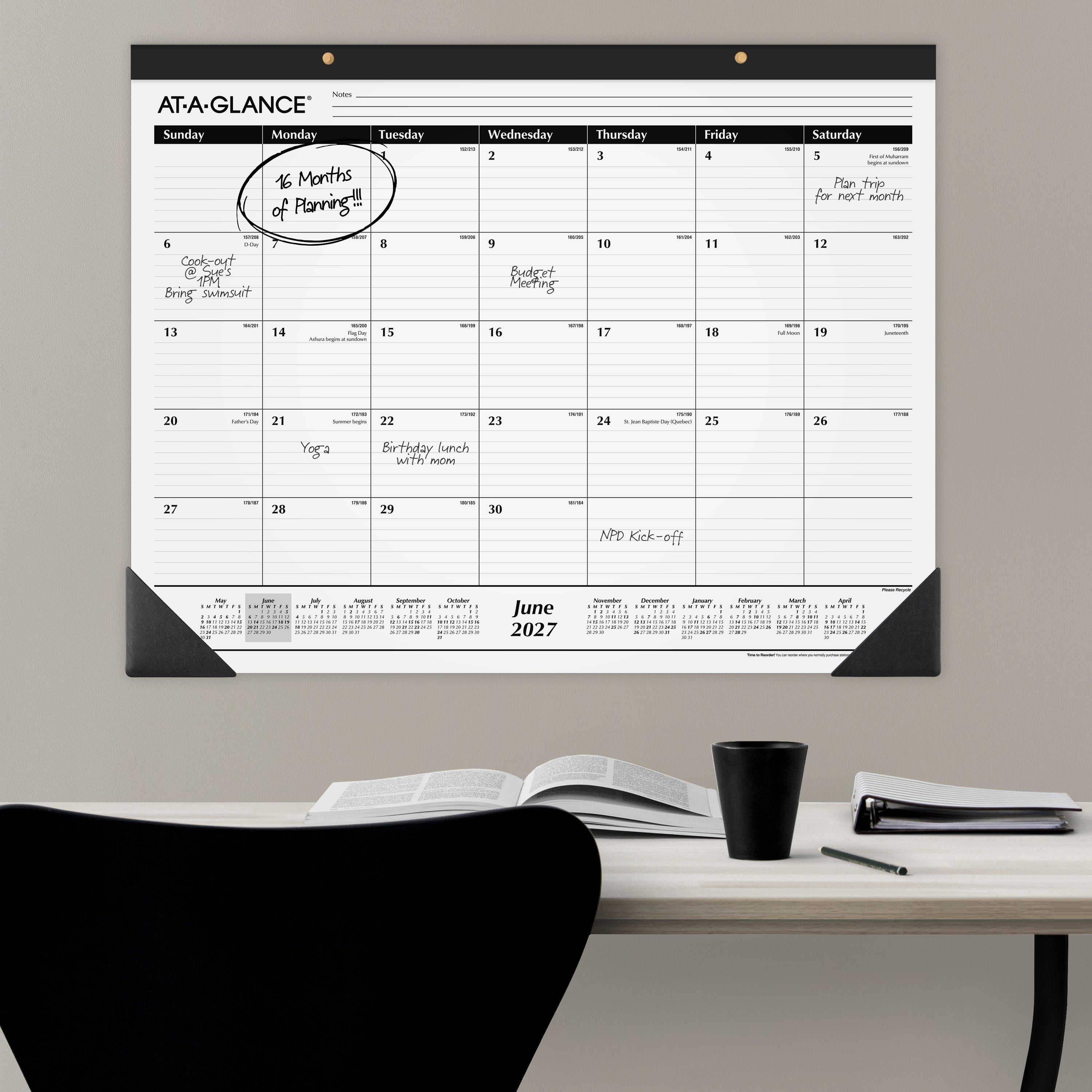 2026-2027 At-A-Glance Large Size Academic Monthly Desk Pad Calendar, 21.75" x 17", Paper Material