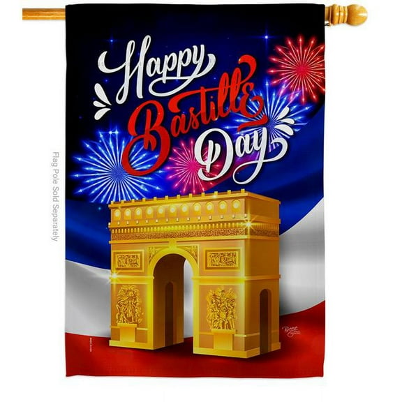 Breeze Decor H120243-BO 28 x 40 in. The Bastille Day Regional Double-Sided Vertical Decorative House Flag