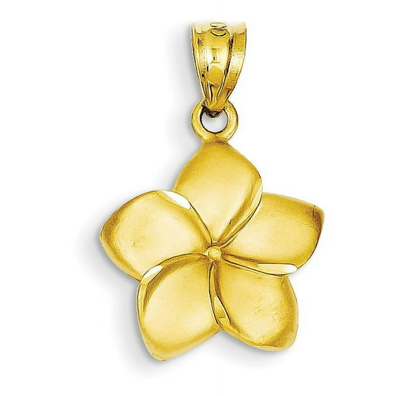 14K Yellow Gold Small Plumeria Flower Pendant Charm