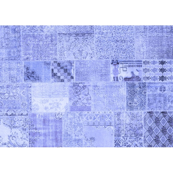 Ahgly Company Machine Washable Indoor Rectangle Patchwork Blue Transitional Area Rugs, 2' x 3'