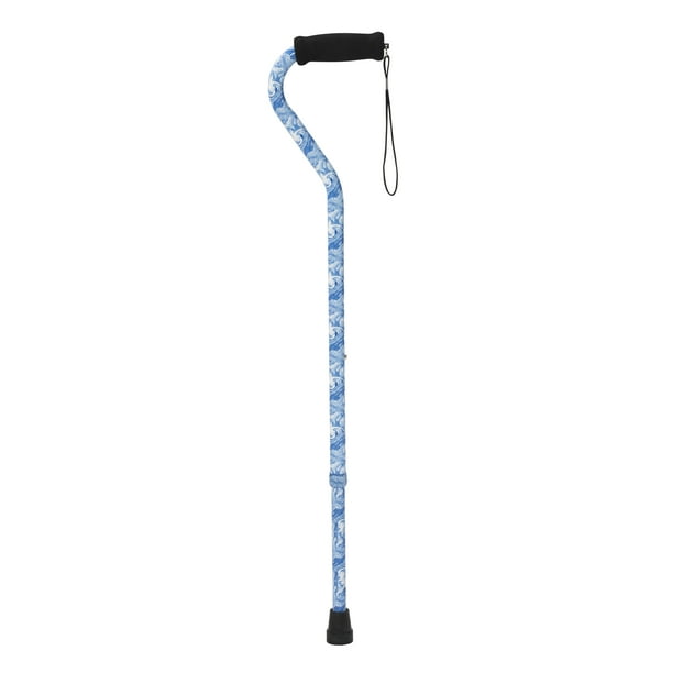 Drive Medical Foam Grip Offset Handle Walking Cane, Swirl