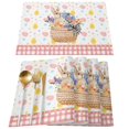 thumbnail image 1 of Easter Bunny Egg Pattern Linen Print Kitchen Dining Room Insulated Decorative Placemat（2）, 1 of 7