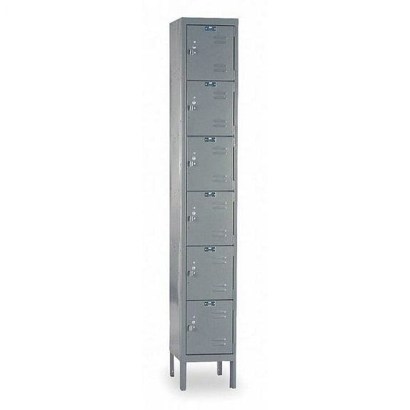 Box Locker, 12 in W, 15 in D, 78 in H, (1) Wide, (6) Tier, Dark Gray