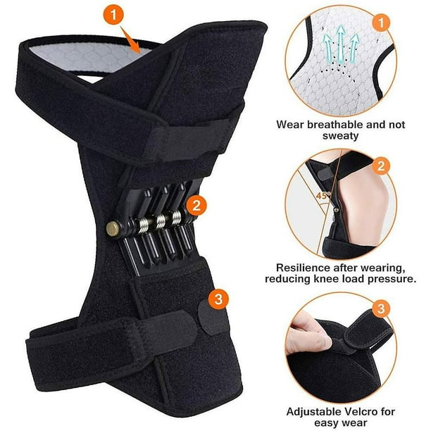 Power Knee Support Brace Spring Knee Brace, 1pair Patella Booster Spring  Knee Brace Support For Hiking Sports