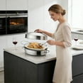 thumbnail image 2 of PatungKu Stainless Steel Steamer for Roasting Steaming Baking Oval Turkey Roaster Pan, 2 of 10