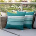thumbnail image 3 of Outdoor Pillow Covers 24x24 Set of 2, Teal Green Ombre Stripes Waterproof Patio Throw Pillow Covers for Couch Sofa Chair, Modern Farmhouse Lines Art Decorative Pillowcases for Throw Pillows, 3 of 9