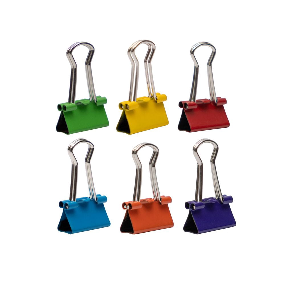 JAM Paper Colorful Binder Clips, Small, 3/5in, Assorted, 6 Packs of 30