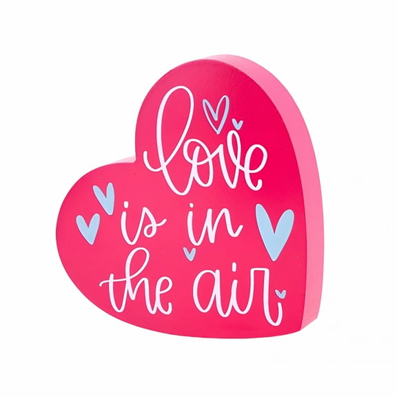 LAMIRO Valentine's Day Heart Wooden Sign Heart Shape Table Decoration Love Wood Decor Rustic Valentine Tabletop Centerpiece for Valentine's Day Home Kitchen Bedroom Decor (Red)