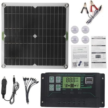

200W 12V Solar Panel Battery Charger Kit Monocrystalline PV Module for Car RV Marine Boat Caravan Off Grid System with 10A-50A Charge Controller+Extension Cable