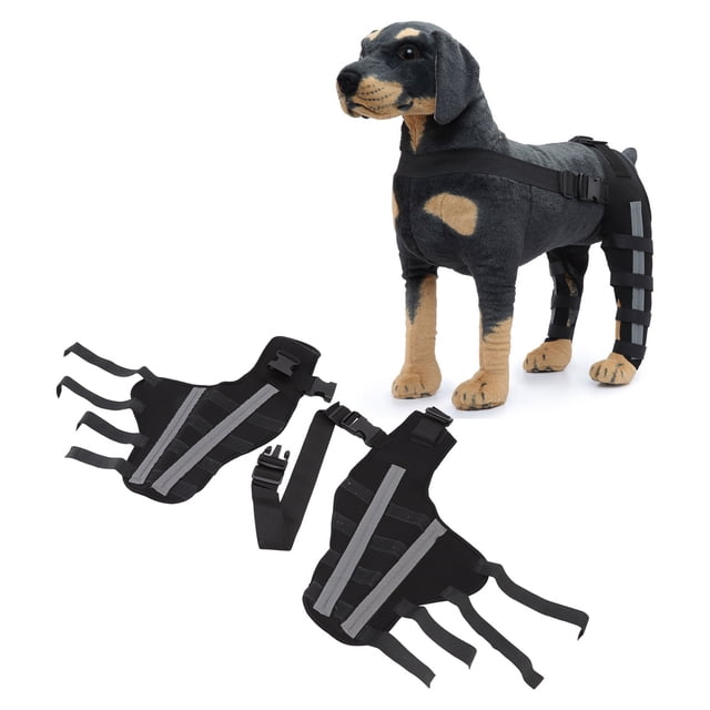 Dog Back Brace, Double Back Leg Support Protector Dog Leg Braces For Back Leg Dog Acl Brace Hind Leg Reflective Dog Leg Joint Wrap For Knee Dislocation, Black