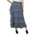 thumbnail image 2 of Phagun Women's Check Printed Self Belt Cotton Navy Blue Ruffled Wrap Skirt, 2 of 6