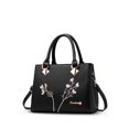 thumbnail image 1 of Bolsos de mano retro para mujer con asa superior, bolso de hombro, bolso cruzado de piel sintética (negro), 1 of 5