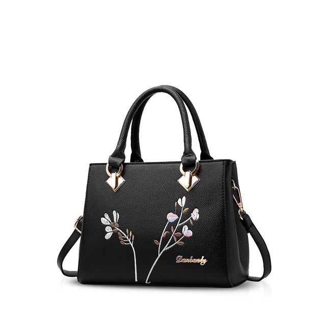 Bolsos de mano retro para mujer con asa superior, bolso de hombro, bolso cruzado de piel sintética (negro)