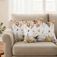 thumbnail image 2 of Fall Grey Orange Outdoor Waterproof Pillow Covers, Thanksgiving Pumpkins Brown Maple Leaf Decorative Rectangle Throw Pillowcase Sofa Cushion Sham for Patio/Couch/Chair, 20"x12" 2 Pack, 2 of 8