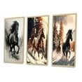 thumbnail image 3 of Designart "Ink Illustration Black Horse Galloping" Animals Horse Framed Wall Art Set Of 3 - Black Horse Frame Gallery Set For Office Decor, 3 of 6