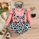 thumbnail image 2 of Ropa Para Bebés Y Niñas, Conjunto Para Niños Pequeños, Manga Larga Con Estampado De Lazo, Baberos Con Estampado De Leopardo De Manga Larga, Color Negro Odeerbi LM103-6210, 2 of 9