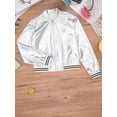 thumbnail image 5 of Eandarui Kids Sparkly Dance Outfit Tracksuit Girls Boys Zip Up Jacket Coat and Cargo Pants Jooger Silver 10, 5 of 7