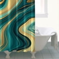 thumbnail image 4 of Teal Gold Wave Marble Pattern Shower Curtain 72"x84" ,Bathroom Decorative Shower Curtains Set with 12 Hooks,Modern Waterproof Washable Shower Curtain, 4 of 6