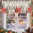 thumbnail image 5 of Merry Christmas Valances for Windows, 42 x 18in, Red White Flowers Green Leaf Vintage Linen Rod Pocket Kitchen Valance Curtain Light Filtering Window Treatments for Living Room Bedroom, 1 Panel, 5 of 7