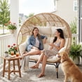 thumbnail image 4 of RADIATA Double Egg Chair for 2 Person, Oversized Wicker Loveseat with Thick Cushions, Indoor Outdoor Stationary Patio Lounge Chair for Balcony, Garden, Beige, 4 of 10