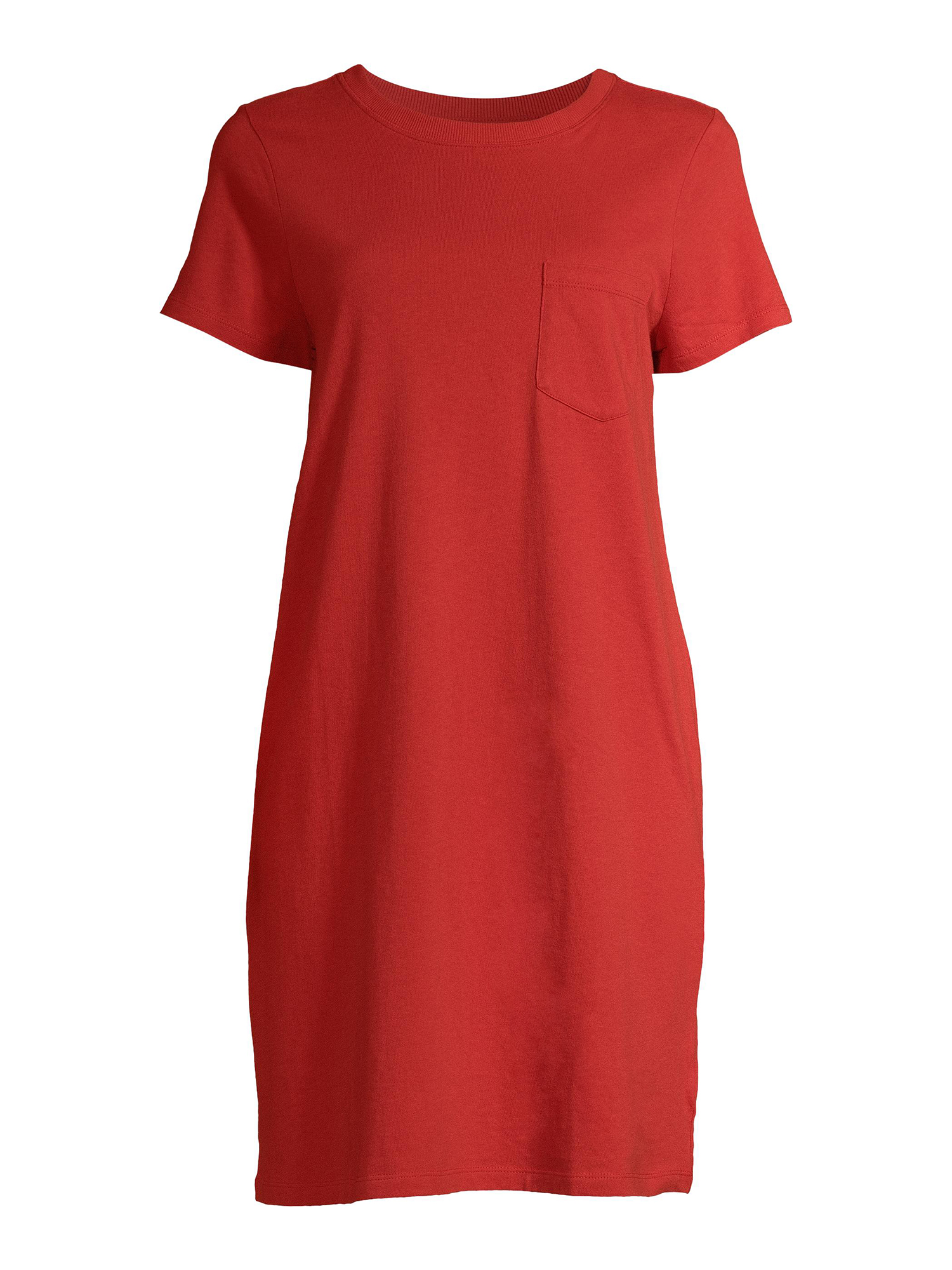 red long t shirt dress