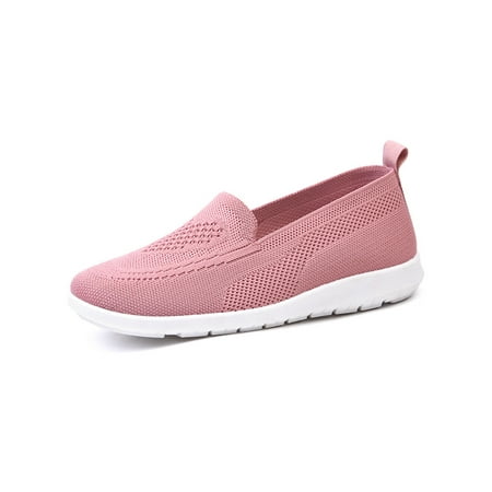 

Lumento Ladies Sock Sneakers Mesh Flats Slip On Walking Shoes Breathable Casual Shoe Outdoor Anti-Slip Comfort Pink 5.5