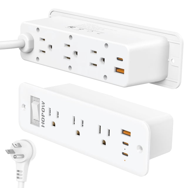 Power Strip HOPOW, montaje empotrado, 6 salidas y 5 puertos USB