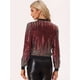 thumbnail image 4 of Disfraz de Navidad Allegra K Chaqueta de Lentejuelas Mujer Brillante Ombre Rojo S, 4 of 6