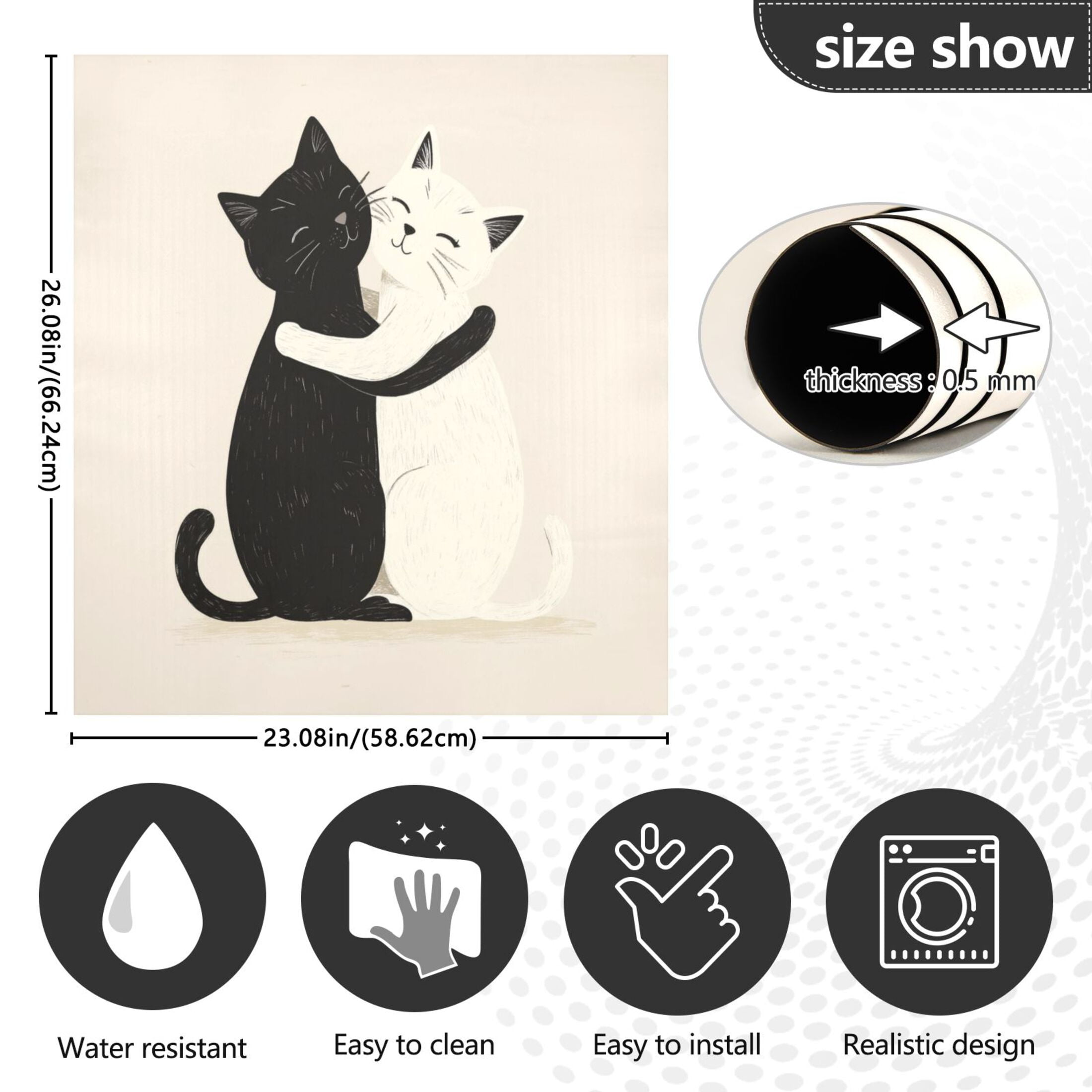 Dishwasher Magnetic Sticker 23x26 Inch Refrigerator Magnetic Sticker Washing Machine Magnetic Sticker Kitchen Panel Magnetic Sticker Home Decor Black Cat and White Cat