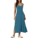 thumbnail image 2 of Vestido de pijama para mujer Inspire Chic con tirantes de espagueti, escote redondo, espalda cruzada, camisón largo en azul lago, 2 of 5