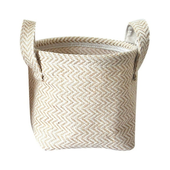 SKISUNO 1Pack Small Woven Linen Storage Basket Multi Color Cloth Storage Baskets 12x12x12in Spinning