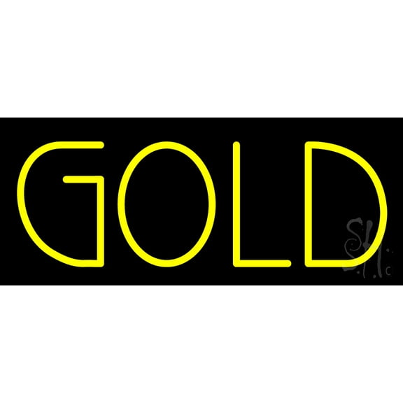 Yellow Gold LED Neon Sign 10 x 24 - inches, Black Square Cut Acrylic Backing, with Dimmer - Bright and Premium built indoor LED Neon Sign for Pawn store interior decor, and stroefront.