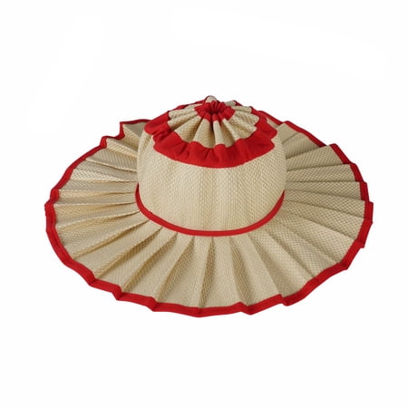 CHCNHAC Ladies Fashionable Foldable Sun Hat Pleated Wide Brim UV Protection Breathable Casual Hat for Outdoor Travel Beach Daily Wear Red