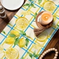 thumbnail image 3 of Watercolor Lemons Table Runner 72 Inches, Summer Blue Yellow Checkered Geo Bed Runner Dresser Scarves Tabletop for Indoor Outdoor Parties/Ceremony/Banquet, 16" x 72", 3 of 9