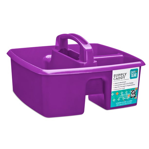 Pen+Gear Plastic Caddy, Kids' Craft Organizer with Handle, Purple Peony