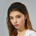 thumbnail image 2 of Unique Bargains Crystal Headband Rhinestone Hairband for Women 1.2 Inch Wide Black, 2 of 7