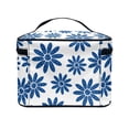 thumbnail image 4 of HELLHERO Storage Pockets Large Makeup Bag Blue Daisies on White Perfect For Travel And Daily Use Large Capacity Vanity Storage, 4 of 6