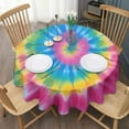 thumbnail image 3 of Rainbow Tie Dye Mandala Pattern Round Tablecloth 60"x60",Wrinkle Wipeable Table Cloth for Kitchen Dining Room Picnic Patio Party, 3 of 6