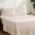 thumbnail image 2 of EMONIA King Bed Sheet Set 4-Piece with 14" Deep Pocket, Hotel Luxury Super Soft & Breathable Polyester Washed Cotton Fabric (Beige), 2 of 12