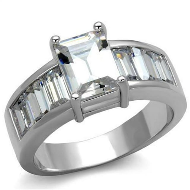 Alamode 3W1086-6 Bague en Laiton Rhodié Femme avec AAA Grade CZ en Clair - Taille 6